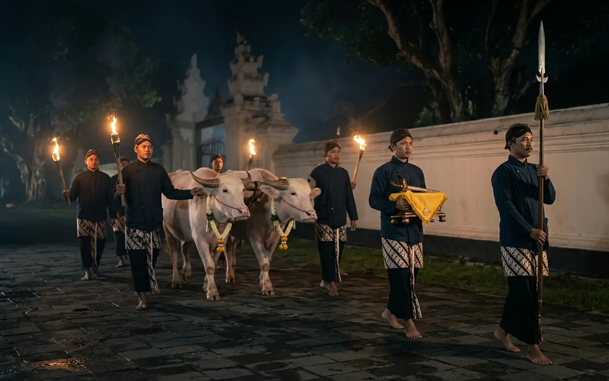 The Heirloom Procession on the Night of the First Suro at the Solo and Yogyakarta Palaces